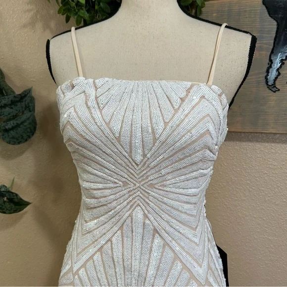 NWT Lulus Lost In Your Eyes White Sequin Bodycon Mini Dress - Picture 4 of 10